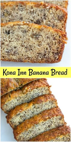 two pictures side by side of banana bread