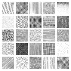 a collection of hand drawn textures in black and white stock photo - image 519874