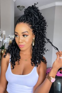 Braids With Curls Hairstyles Black Women, Short Curly Braided Hairstyles, Curl Braid Hairstyles, Curly Box Braids Hairstyles, Crochet Braid Styles Ideas, Crochet Box Braids Hairstyles, Black Woman Hair, Braids Hairstyles Ideas, Best Crochet Hair