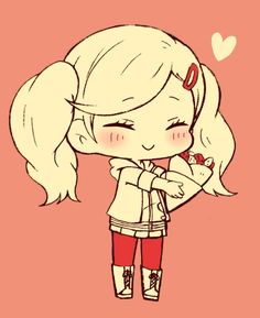 a drawing of a girl with long hair and red pants, holding her hand to her face