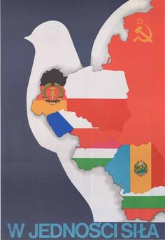 an old poster with the map and coat of arms on it's side, which features flags