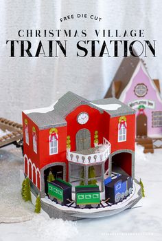 there is a train station made out of paper