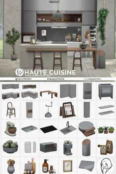 an image of a kitchen and dining room in 3ds max formats, including the counter