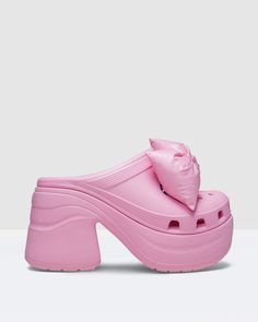 Crocs Heels, The Siren, Pink Tweed, Strap Heels, Colorful Fashion, Clogs, Heels, Pants, Trousers