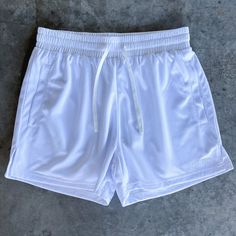 SIMPLE MUAY THAI SHORTS (MID THIGH CUT) - WHITE Muay Thai Women, Wax Tips, Muay Thai Shorts, Jiu Jitsu Gi, Muay Thai, Waist Band, Weight Lifting, Workout Shorts, Double Layer