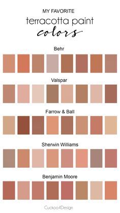 the color palette for my favorite terracotta paint colors, featuring different shades and sizes