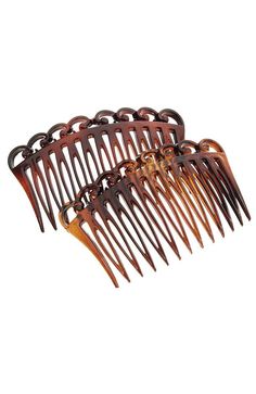 France Luxe Small Filigree Side Combs are a lovely addition to your ensemble. Made in France and polished to perfection, the dainty combs are an excellent choice to sweep back your hair for an effortlessly elegant style. Lend a chic touch to your look with these beautiful combs. Product Features:- Made in France- Sold in matching pairs- Great for most hair types- Made of durable cellulose acetate- Dimensions: 1 3/4" wide, 2 7/8" long #top_vid { border-style: none; border-color: #86754d; border-w Hair Tie Accessories, Wedding Hairstyles Medium Length, Hair Comb Clips, Side Comb, Haute Hair, Vintage Hair Combs, Hair Adornments, French Hair, Bohemian Look