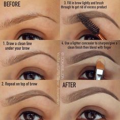 This technique is amazing for filling in eyebrows! #beauty #eyebrows #makeup Obličejové Masky, Cool Makeup, Tutorial Eyeliner