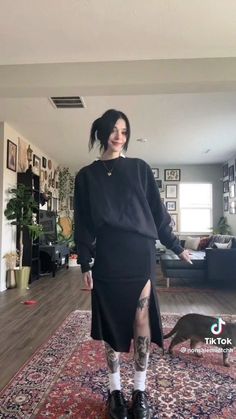 Shirt Under Dress Outfit Winter, Style Thoughts By Rita Left Down, Dark Summer Outfits Grunge, Main Character Fashion, Artsy Edgy Outfits, Minimalist Alternative Fashion, Elevated Goth Style, All Black Smart Casual Outfit Women, Kcon Outfit Idea