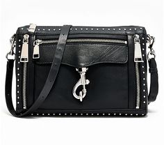 Rebecca Minkoff Studded MAC Leather Crossbody with Zips - QVC.com Rebecca Minkoff Handbags, Fashion Handbags, Rebecca Minkoff, Leather Crossbody, Fashion Bags, Zip Pockets, Mac, Pouch, Zipper