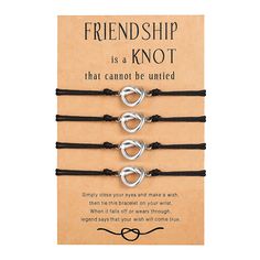 PRICES MAY VARY. 【Friendship is A Knot】Love knot bracelets are symbolized by the ties that bond people together. The connection between you and me is like a knot that can not be untied. These friendship bracelets are the perfect gift to let your friends/sisters know how grateful you are to have them. 【Material & Size】Made by strong nylon rope with stainless steel knot charm. Hypoallergenic, lead-free, nickel-free. No color changing or get tarnished. Comfortable to wear. 4” - 9” adjustable slip-o Sister Bracelet For 4, Bestie Bracelets 4, Best Friends Bracelets For 2, Three Best Friends Gifts, 3 Friends Bracelets, Twin Sister Bracelet, Friendship Jewelry For 4, Last Minute Sister Gifts, Bff Bracelets For 2