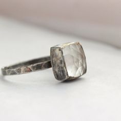 Faceted Ring, Unique Engagement Ring, Quartz Ring, Unique Engagement, Faceted Crystal, Crystal Quartz, Mode Inspiration, Handmade Sterling Silver