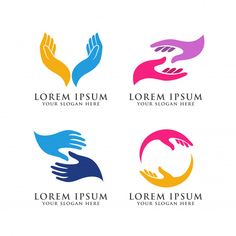 four hands holding each other with different colors and logos on the bottom one is for charity