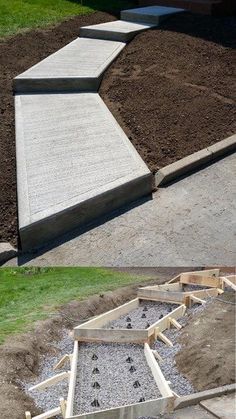 there are several steps that have been built into the ground to be used for landscaping