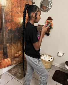 Braided Ponytail Black Hair, Hairstyle Ideas Easy, Braided Hairstyle, Dyed Hair Inspiration