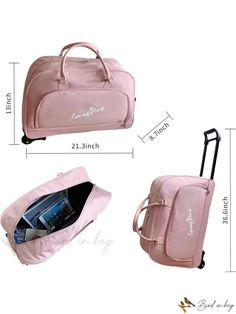 Bird in Bag - Wheeled Duffel Bag - Perfect for Overnight Travel and Weekends Portable Pink Travel Bag, Pink Portable Travel Bag, Pink Large Capacity Travel Accessories For Overnight Trips, Pink Travel Bag With Removable Pouch For Weekend Trips, Large Capacity Pink Travel Bag For Trips, Pink Bags With Luggage Sleeve For Overnight Trips, Functional Pink Bags For Weekend Trips, Pink Bag With Large Capacity For Overnight Trips, Pink Large Capacity Shoulder Bag For Overnight Trips