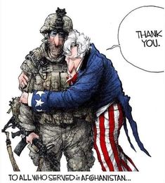 an image of two soldiers hugging each other with the caption thank you to all who served in afghanistan