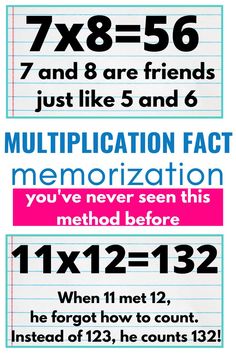 three different types of numbers and times on lined paper with the words, 7x8 -