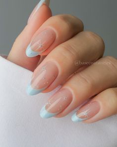 JASMIN | these, all year, every year 🤍✨ swipe for the result 💅🏻 created for @zalando_beauty using gel 🫶🏻 inspired by so many ppl who have done… | Instagram New Years Nails Simple, Nails Simple Pink, Baby Blue Nails With Glitter, Winter French Nails, Simple Pink Nails, January Nail Ideas, Light Blue Nail Designs, Jasmine Nails, Blue Prom Nails