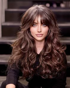 Layered Hairstyles, Haircut Styles, Wavy Hairstyles, Long Brown Hair, Bridal Hairstyles, Long Hair With Bangs, Long Layered Hair, Haircuts For Long Hair, Feathered Hairstyles