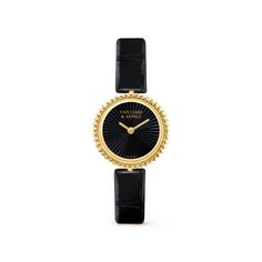 Van Cleef & Arpels - Perlée watch, 23 mm - Watch Woman Yellow Gold/Onyx - The joyfully feminine Perlée™ showcases delicate pearls of gold. The graphic lines of the rings, necklaces, bracelets, earrings and watches come together in an infinite number of combinations, allowing the wearer to express her own unique style. Perlée watch, 23 mm, 18K yellow gold, guilloché onyx, Swiss quartz movement Van Cleef & Arpels, Watch Cufflinks, Brooch Jewelry, Van Cleef Arpels, Van Cleef, Gold Case, Jewelry Inspo, Dream Jewelry, Pendant Bracelet