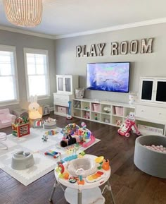 a child's play room with toys and decor