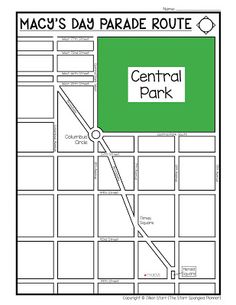 the map for mac's day parade route in central park, which is located on the