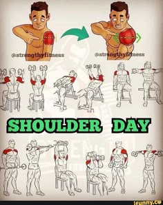 an image of a poster showing how to do shoulder workouts for men and women