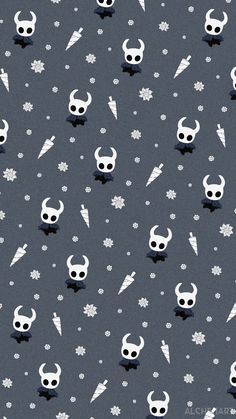 an image of a pattern with skulls and lightnings on grey background for wallpaper