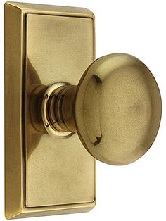 an antique brass door handle with a round knob on the front and side of it