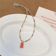 Material: Beads/Beads Style: Korean Korean Style Beads Packaging, Color Rice, Green Bear, Colored Rice, Girly Style, Rice Bead, Bear Necklace, Details Pictures, Beaded Animals