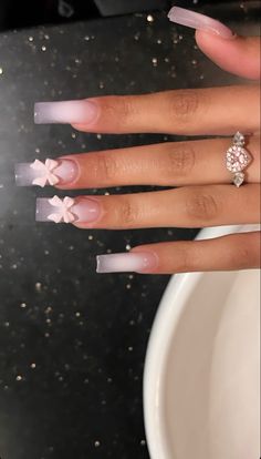 17 Birthday Nails Ideas, French Tips With Gems, Ongles Gel French, Simple Acrylic Nails, Girly Acrylic Nails, Classy Acrylic Nails, Unique Acrylic Nails, Bling Acrylic Nails, Pink Acrylic Nails