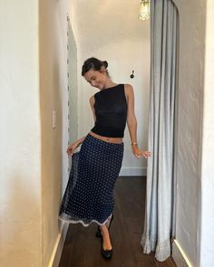 Navy Polka Dot Skirt, Polka Dot Skirt Outfit, Dot Skirt Outfit, Bella Venice, Polka Dot Skirt, Dot Skirt, Spring Summer Outfits, Fashion Killa, Skirt Outfits