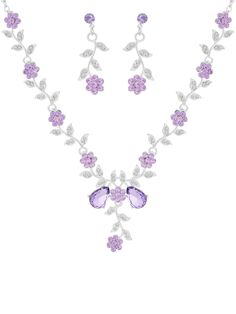 PRICES MAY VARY. WEDDING BRIDESMAID PURPLE FLOWER LEAF RHINESTONE NECKLACE AND EARRINGS JEWELRY SET: This purple rhinestone necklace and earrings set is ideal for any occasion, including parties, proms, fashion shows, nightclubs, and anniversaries. And it can add an excellent fashion touch to your dress on any festival, such as Wedding, Mother's Day, Valentine's Day, Christmas Day, New Year's Day, or others. MATERIALS: Meticulously crafted from high-quality rhinestone and zinc alloy SIZE AND LEN Purple Flower Necklace For Wedding, Purple Flower-shaped Jewelry For Weddings, Lavender Jewelry, Wedding Jewelry Vintage, Wedding Circlet, Purple Gifts, Lavender Jewellery, Christmas Jewelry Gift, Karaoke Night