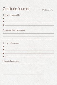 a white paper with the words gratitude journal written on it's front and back side