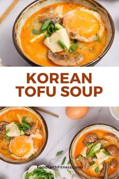 A comforting, spicy Korean tofu soup with soft tofu, mushrooms, and gochugaru. Perfect for cozy nights!#KoreanTofuSoup #Sundubu #VegetarianSoup Korean Tofu Soup, Sundubu Jjigae, Korean Tofu, Soy Sauce Alternative, Soft Tofu, Tofu Soup, Snack Smoothie, Fitness Recipes, Slow Cooker Pasta