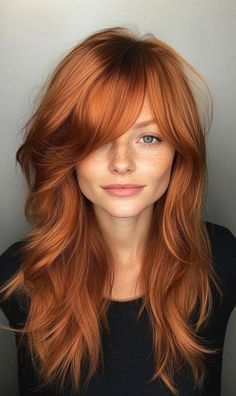 Red Hair With Root Melt, Red Shades Hair Color, Winter Copper Hair, Lived In Red Hair, Red Over Brown Hair, Long Bob Red Hair, Red Hair With Copper Highlights, Warm Red Hair Color, Natural Red Hair With Highlights