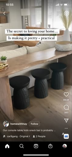 an image of a table with stools on it and the caption is in english