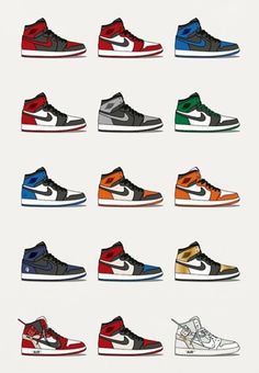 an image of different sneakers on a white background