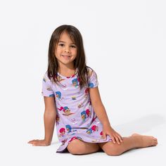 Dazzle and delight with our Shimmer and Shine Bamboo Girls' Short Sleeve Dress! Made from soft and sustainable bamboo fabric, this dress is as comfortable as it is stylish. Featuring the magical duo, Shimmer and Shine, in vibrant colors and adorned with sparkling accents, it's perfect for little genies-in-training. Whether it's a playdate or a special occasion, this dress will add a touch of shimmering magic to any day. Let your little one shine bright in eco-friendly fashion with this enchantin Baby Gift Registry, Comfortable Loungewear, Bamboo Dress, Baby List, Shimmer N Shine, Eco Friendly Fashion, Bamboo Fabric, Short Girls, New Product