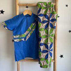 Set for Boys, Handmade in Nigeria.  Stand out from the crowd and express your individuality with a one-of-a-kind African print design. Find a style that reflects your personality, from bold and beautiful dresses to classic shirts and pants. Your purchase empowers the talented artisans of Abia State and helps preserve this special cultural tradition. Bring a touch of African vibrancy and cultural richness to your wardrobe. Order your handmade African print clothing today! Please note: Due to the Matching Cotton Sets With Short Sleeves, Light Blue Cotton Short Sleeve Sets, Blue Casual Fitted Sets, Casual Blue Fitted Sets, Blue Fitted Casual Sets, Multicolor Printed Cotton Pant Set, Blue Cotton Sets With Graphic Print, Blue Cotton Set With Graphic Print, Blue Printed Short Sleeve Sets