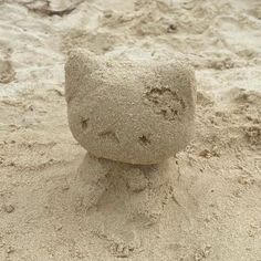 a sand castle made to look like a cat