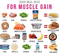 Meals For Muscle Gain, Muscle Gain Meal Plan, Quick Meal Ideas