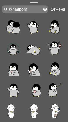 the penguin stickers are all different colors and sizes, but one is black with white on