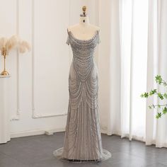 Luxury Crystal Silver Gray Mermaid Dubai Evening Dresses for Women Wedding Long Black Girls Prom Party Gowns Dresses For Women Wedding, Dubai Evening, Mermaid Evening Gown, Formal Dresses Short, Evening Dress Fashion, فستان سهرة, Prom Girl, Stunning Gowns, Grad Dresses