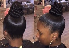 Sleek Bun Black Women Weave, Bun Extensions Black Women, Bun B, Black Hair Bun, Bun Updo, Natural Hair Braids, Hair Gel, Wedding Hairstyles Updo, Hair Ponytail Styles