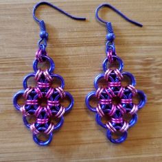 Handcrafted Chain Mail Earrings In Purple, Magenta, And Pink. Approximate Measurements" 2" Long, 3/4" Wide. Brand New! Chain Mail Earrings, Chainmail Earrings, Earrings Purple, Chain Mail, Purple Color, Pink Purple, Pink Ladies, Jewelry Earrings, Women Jewelry