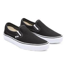 Vans Slip On Shoes, Vans Store, Dr Shoes, Black Platform Shoes, Slip On Pumps, Black Vans, Vans Slip On, Vans Classic, Black Slip Ons