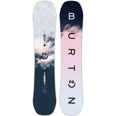 a snowboard with the word burton printed on it's bottom and bottom part