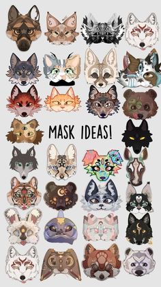 a poster with many different types of masks on it's face and the words mask ideas